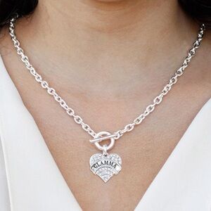 Glamma Elegant Silver Heart Necklace